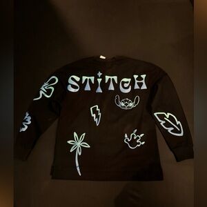 Disney Stitch 626 Oversized Graphic Long Sleeve Shirt Black Streetwear Unisex